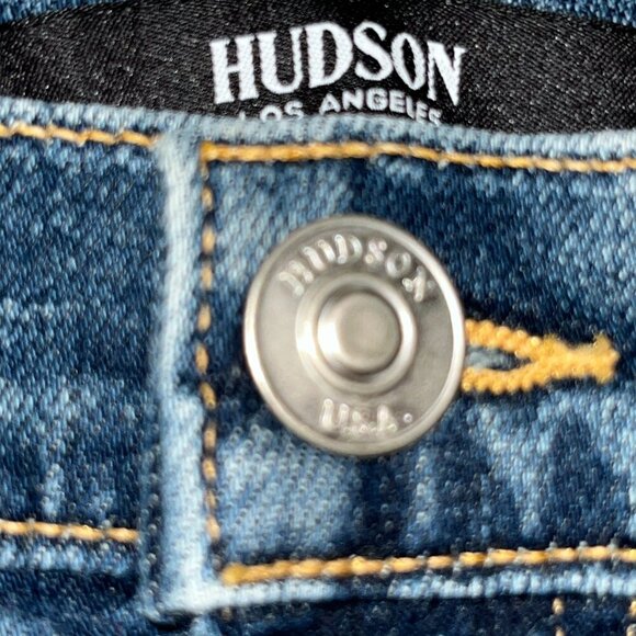 HUDSON Los Angeles DEVON High Rise Biker Short Let it Ride Denim Jean Shorts  26 - Picture 3 of 10